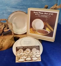 NIB NOS ~Soup Plates x 2 Baroque by Hearthside ~Hand Painted Stoneware RARE FIND