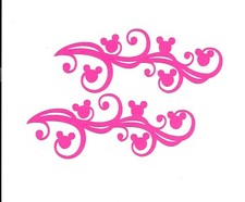 PREMADE SCRAPBOOK PAPER PIECING-DISNEY-MICKEY MOUSE SWIRLS-FLOURISHES-2 PINK