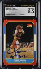 1986 Fleer #77 Chris Mullin signed inscribed auto RC card JSA CGC 8.5