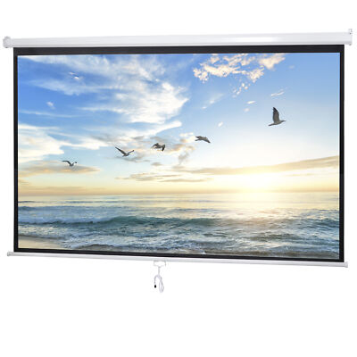 100 Inch Manual 16:9 Pull Down Projector Projection Screen Home Theater Movie
