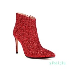Women's High Heel Ankle Boots Sequins Performance Dance Shoes Plus Size Fashion