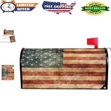 Vintage American Flag Mailbox Cover 21x18" PVC Magnetic Patriotic Decor Durable