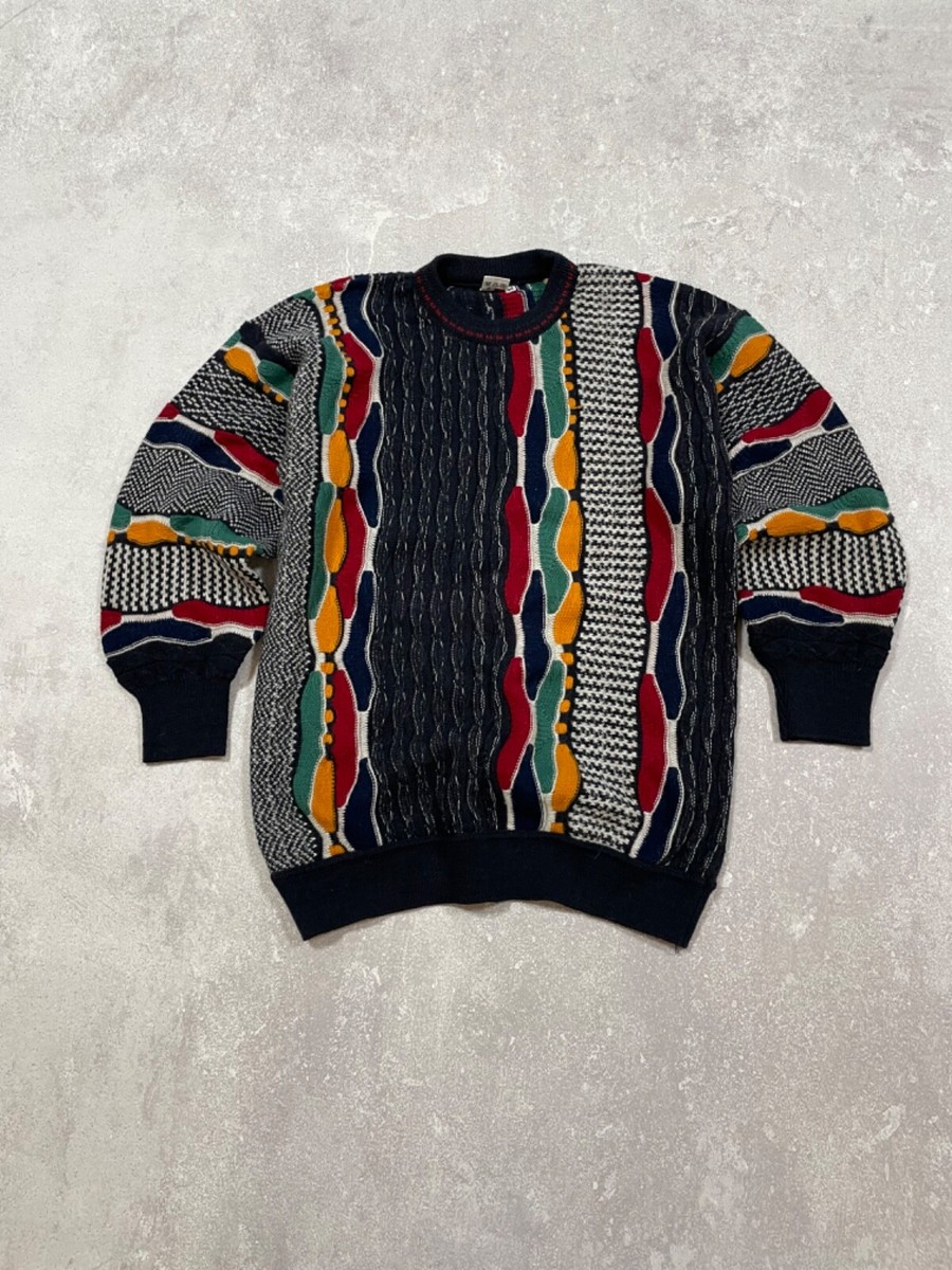 S*a様 90s Coogi 3D design knit sweater y2 Vintage 1990s Authentic COOGI 3D Mosaic Multi Color Textured