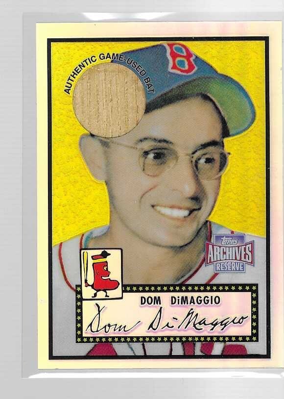 DOM DIMAGGIO 2001 TOPPS ARCHIVES RESERVE GAME USED BAT RELIC CARD #22