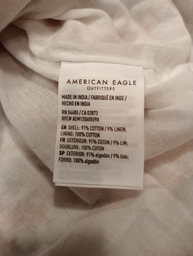 American Eagle Mini Dress Women's White Orange Floral High Neck - Picture 5 of 7
