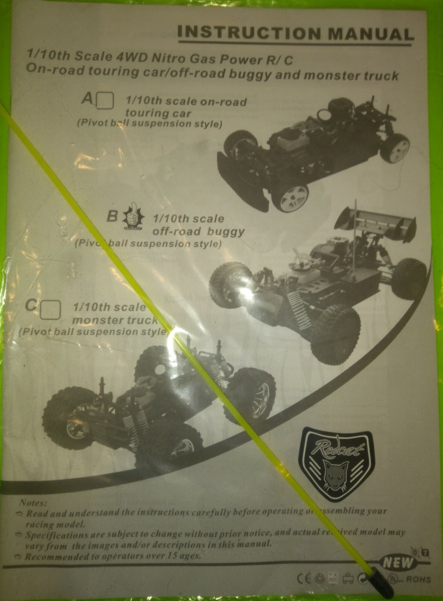 REDCAT RACING Nitro Tornado Instruction Users Owner's Manual and