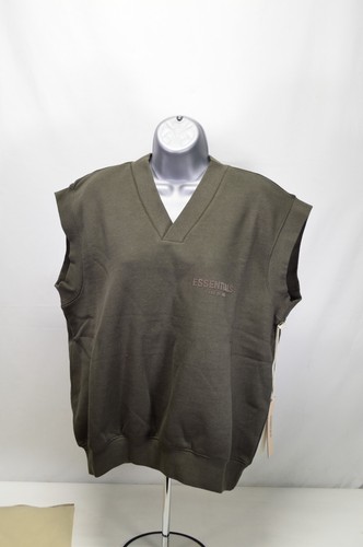 NWT Essentials Fear of God Off Black Fleece V Neck Vest Small Womens