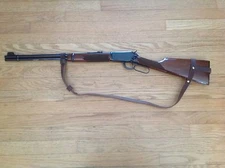 1 1/4” Wide NO DRILL Rifle Sling For Winchester Rifles. Brown Blue Hardware