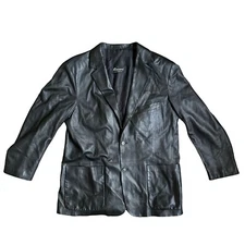 Gallotti Leather Blazer Jacket Mens 54 Italy Pelle Black Soft 90 Goth Cowboy Mob