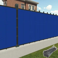 10 ft Tall Privacy Fence Screen Windscreen Shade Cover 240 GSM Fabric Tarp Blue