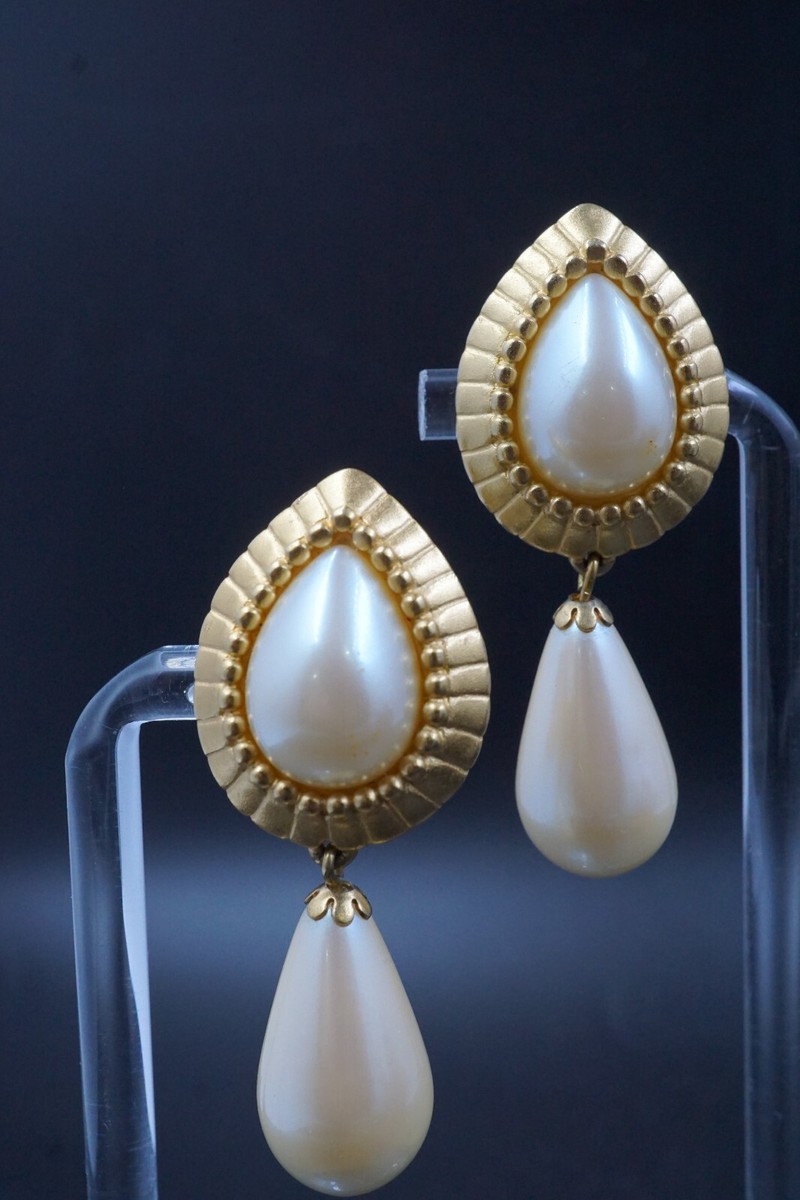 YSL Yves Saint Laurent Vintage Large Earrings Large Faux