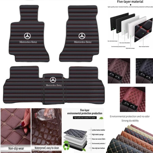 For Mercedes Benz Models 1995-2025 Car Floor Mats Carpets Luxury Leather Rugs - Bild 22 von 30