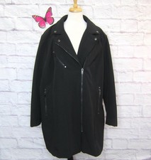 Ellos Black Asymmetrical Zip Coat Jacket Size 26 Mid Weight Softshell Stretch