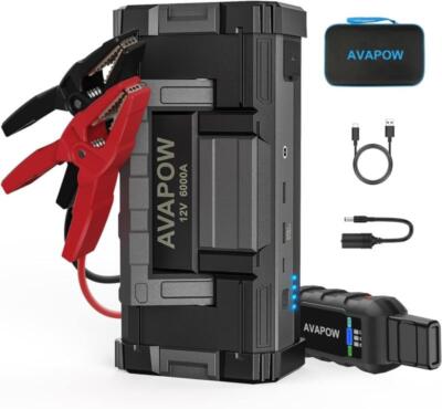 6000A Car Battery Jump Starter(For All Gas or up to 12L Diesel) Powerful Car Jum