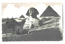 4 Antique Egyptian B&W photo postcards of the Sphinx, Pyramids and Desert