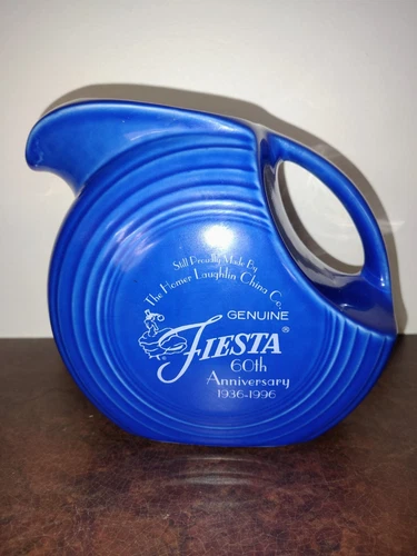 FIESTAWARE 60th ANNIVERSARY FIESTA SAPPHIRE BLUE PITCHER 1936-1996