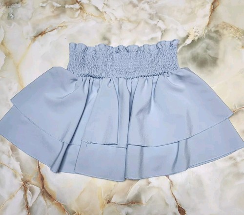 Frenchy Baby Blue Double-Layered Skort With Gathered Stretch Waist-Small - Picture 7 of 8