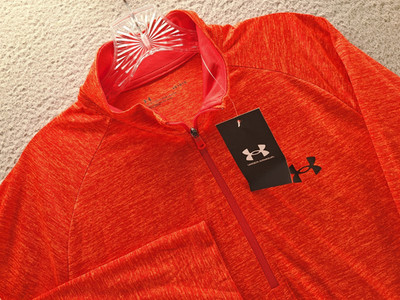 Under Armour UA Tech 2.0 1/2 Zip Top Pullover Mens Large Orange Heathered NWT