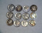 12  DIFFERENT  MERCURY DIMES BELOW  SILVER VALUE