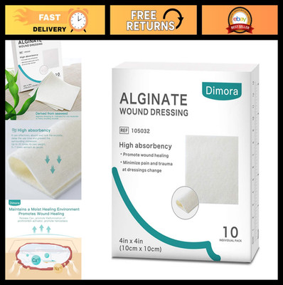 Calcium Alginate Wound Dressing 4''x4'' - 10 Sterile Absorbent Non-Stick Pads