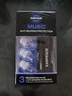 Earpeace, Hi-Fi Hearing Protection, 3 Reusable Ear Plugs & Black Case! 