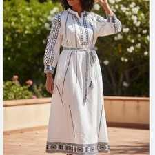 Novella Printed A Line Dress Plus Size 2X White Black Modest Long Sleeves Maxi