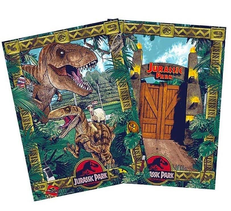 Set 2 Chibi Poster Puertas y biodiversidad - Jurassic Park (POSTER 52x38)