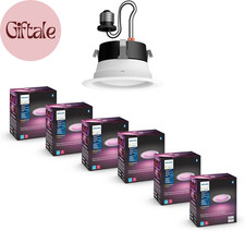 Philips Hue Retrofit Smart Recessed Lighting 4-Inch, 6-Pack