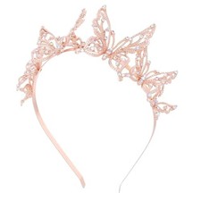 Butterfly Princess Tiara for Women Bridal Queen Crown for Wedding Birthday Gold