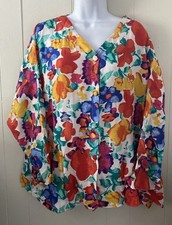 Vtg Victoria's Secret Women's 100 Silk Floral Button Front Top Sz M Romantic