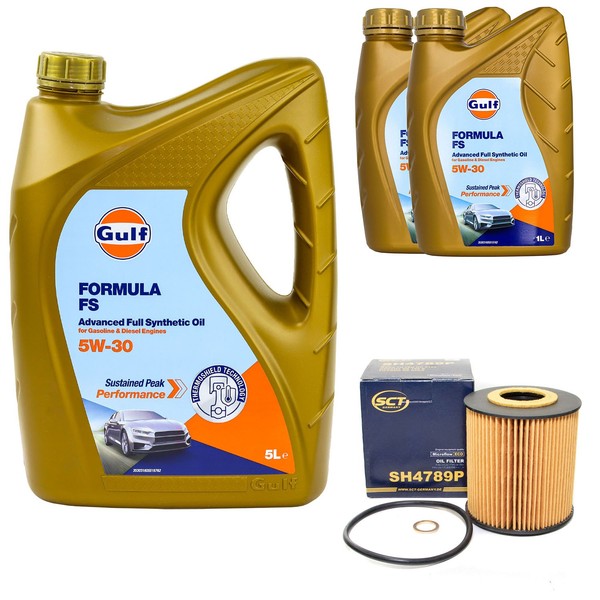 MotoröL Set Gulf Formula FS 5W-30 7 Liter + ÖLfilter FüR Opel Omega B Caravan-image