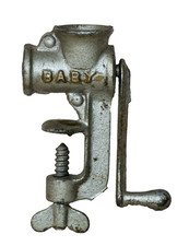 Child  s  Baby Hand Crank Table Clamp Food Grinder Miniature Cast Iron  Vintage