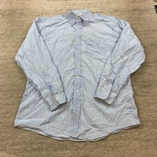 VTG Brooks Brothers Oxford Button Shirt 17 - 35 Blue Yellow OCBD Formal Mens 90s