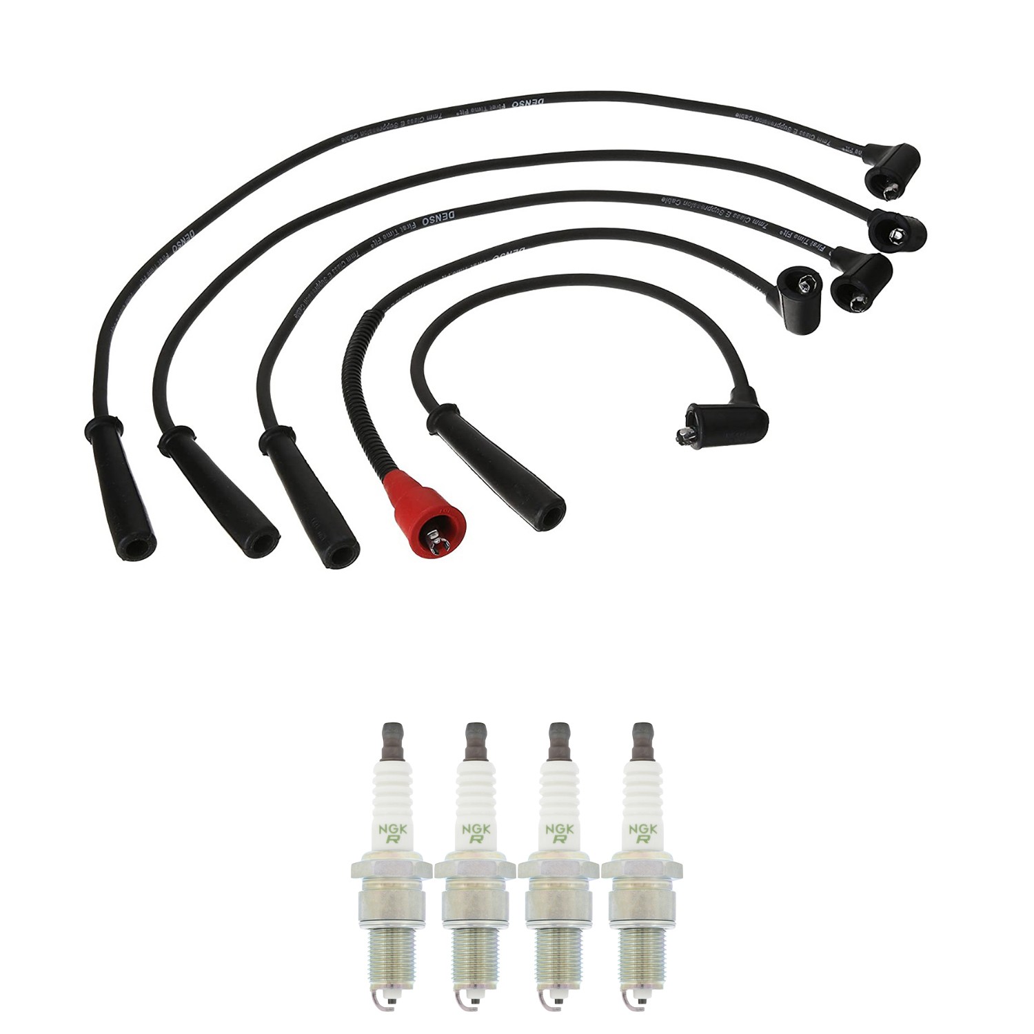 Denso Ignition Wire and NGK Spark Plug Kit for Subaru Standard 1986-1987 1.6L H4