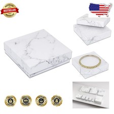 Pro 100pc Marble Jewelry Boxes, 3.5" Gift Cases, Strong Cardboard, Ideal Gifting