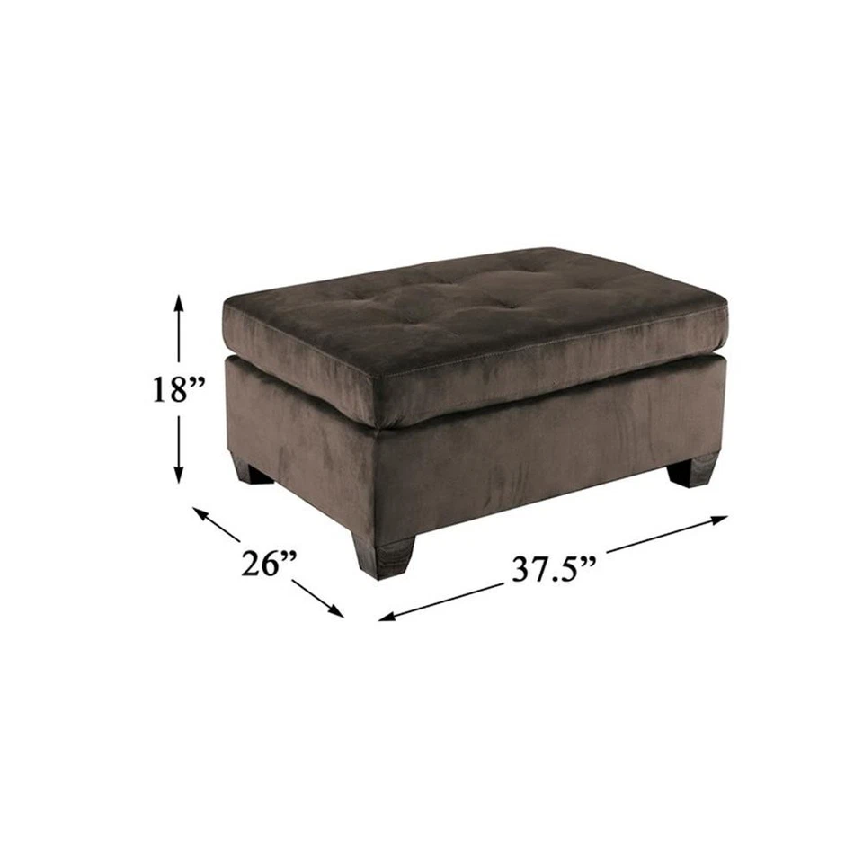 Otomana tapizada de terciopelo Lexicon Emilio en chocolate Foto 4 de 4