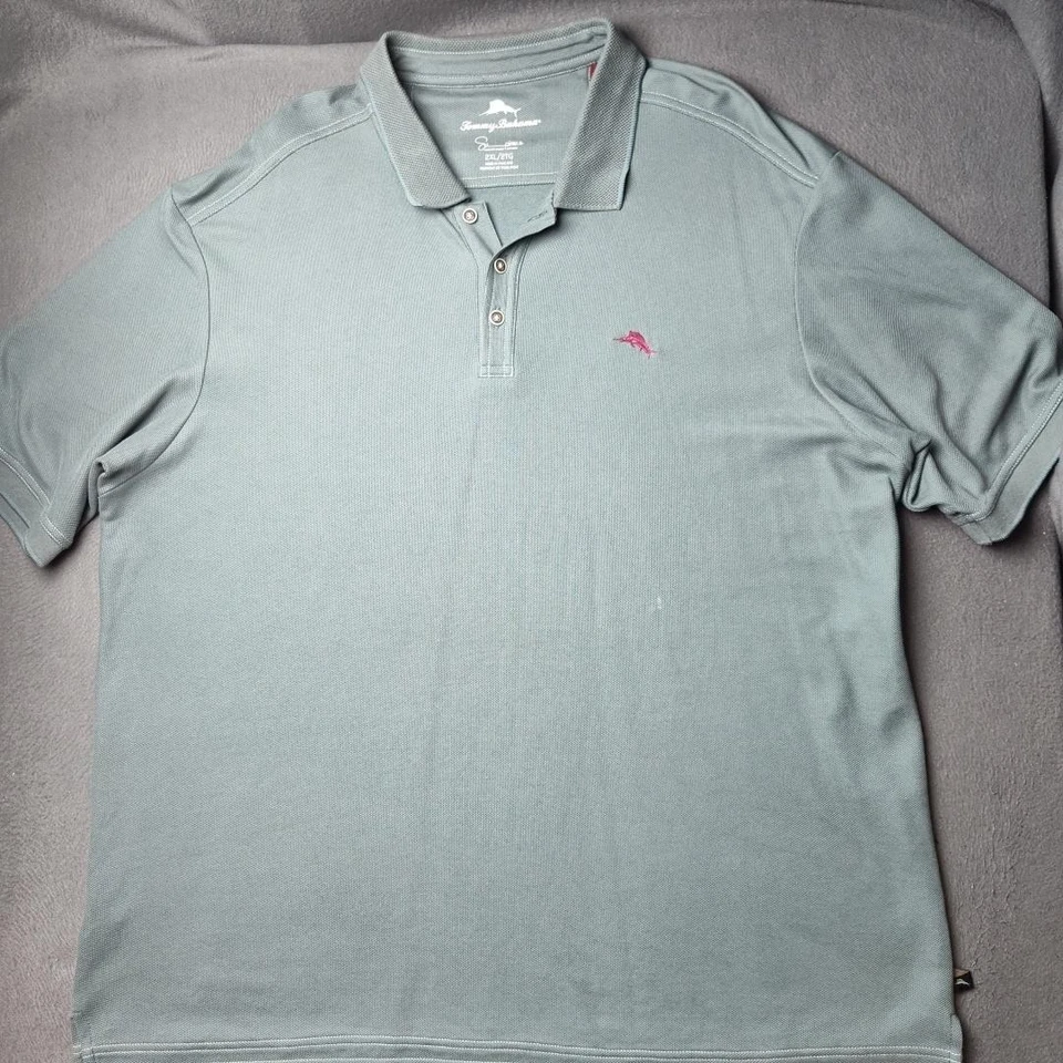 Camisa Polo Tommy Bahama Para Hombres 2XL Verde Supima Piqué Campo Golf Trabajo T20856 Foto 2 de 4