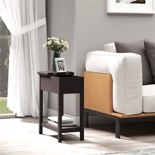 Modern Freestanding Countertop Side Table with Swing Hinge Storage Compartment
