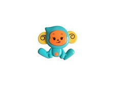 Cute Baby Monkey Toy Blue Yellow Plastic Rattle with Smiling Face