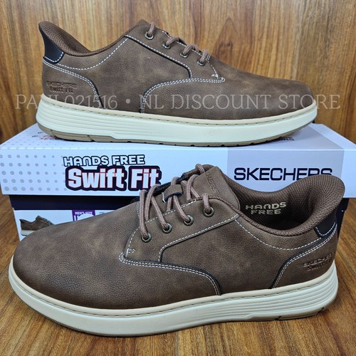 SKECHERS Men's Swift Fit Hands Free Relaxed Fit Memory Foam Casual Shoes ~ Brown