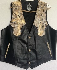 Vintage Leather Western Bikers Vest, Snake Skin Python Rattlesnake Size 44