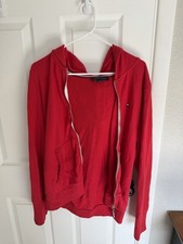 Tommy Hilfiger Women s Red Full Zip Cotton Hoodie w/ Pockets Logo XL