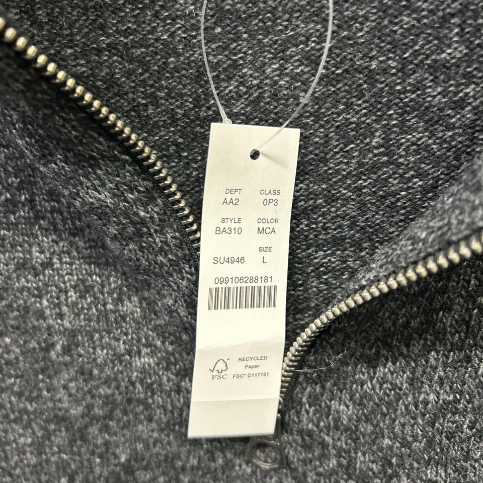 J. Crew Sweater Mens Large Gray Marled Rugged Merino Wool Blend Half Zip Mock - Image 4 of 4