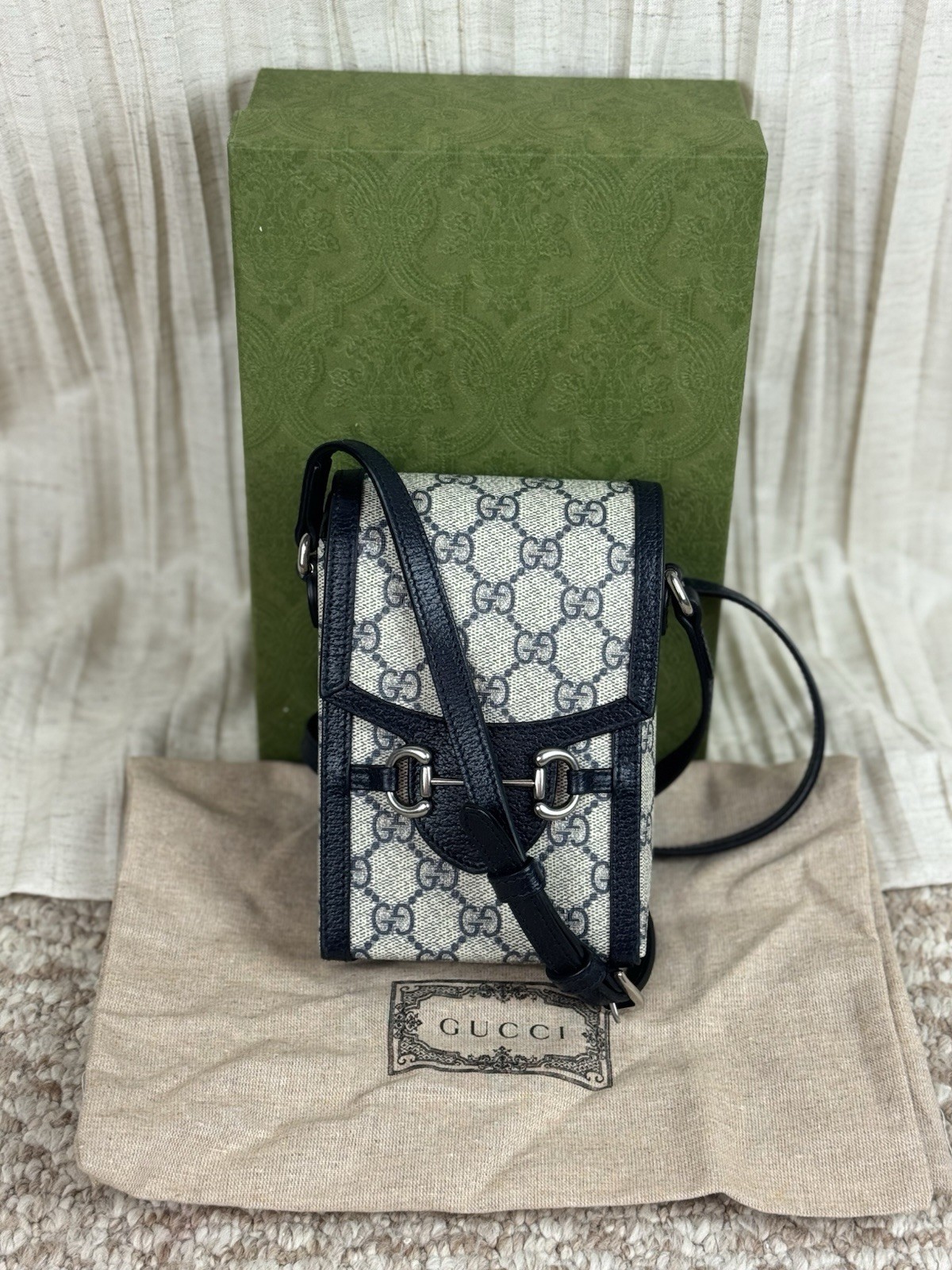 Gucci GG 1955  supreme monogram horse bit Crossbody bag made in Italy