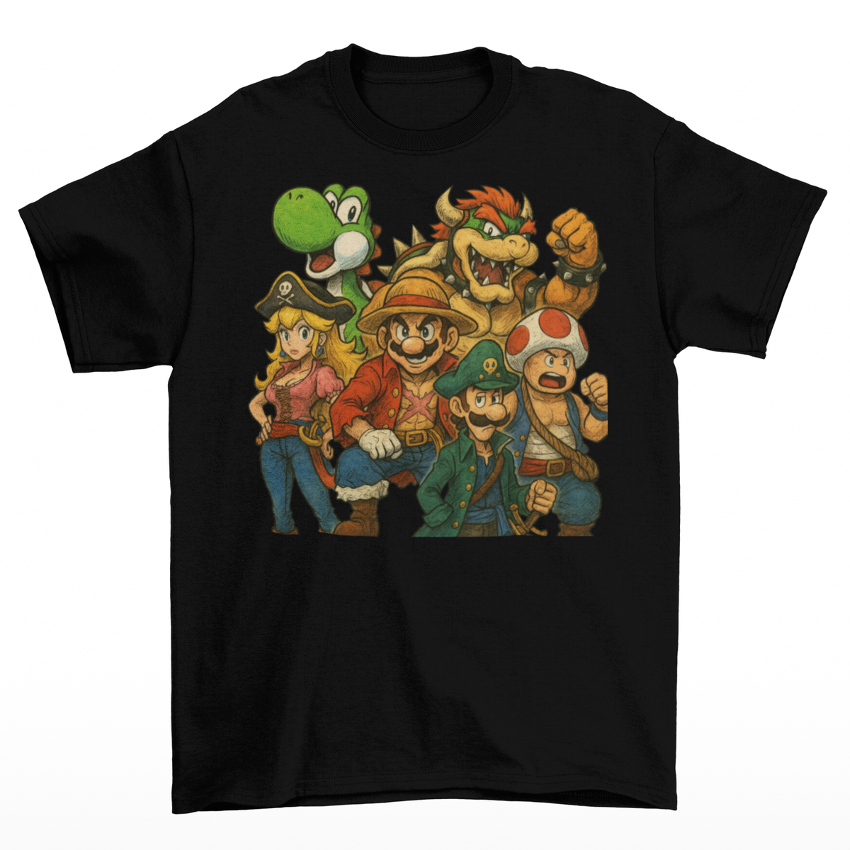 One Piece Mario T-Shirt Unisex Adult Funny Sizes Link Zelda Video