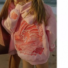 Palm Puff Womens Long Sleeve Letter Print Cut...