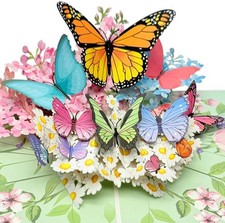 Greeting Cards Butterfly Flower, Forever Flower Bouquet 3D Pop Up Birthday Gifts