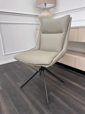 FURNITURE VILLAGE FV Catalina Taupe Faux Leather Swivel Dining Chair (Choose Quantity)