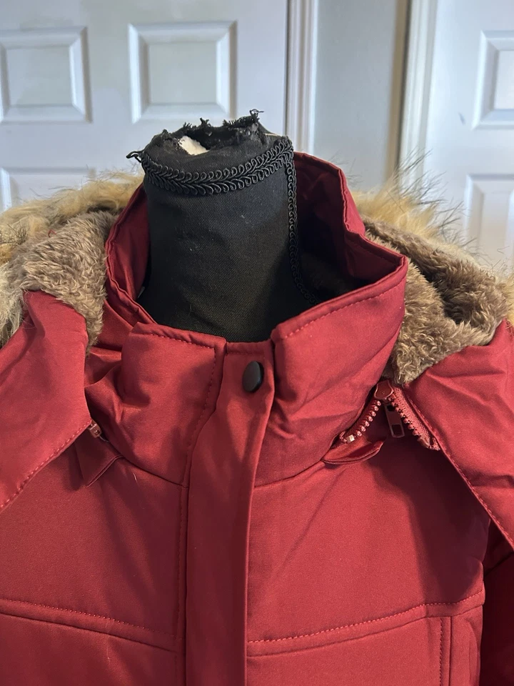 Beyove женщин красный флис с подкладкой длиной парка пальто съемный капюшон размер XXXL - Изображение 4 из 4