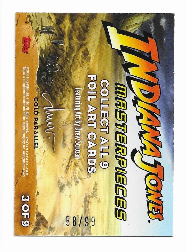 2008 TOPPS INDIANA JONES MASTERPIECES GOLD PARALLEL #58/99 DREW STRUZAN 3 of 9 - Image 2 of 2